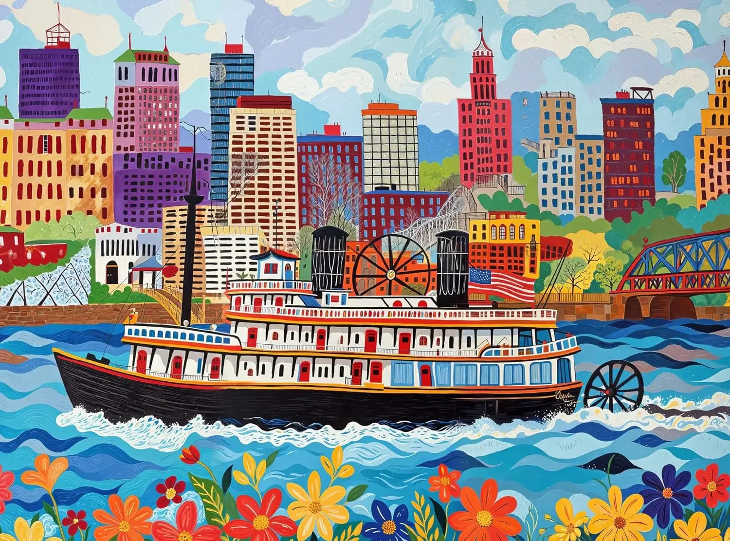 1314/300/120 Pieces Wooden Puzzle for﻿ Town Yacht Jigsaw Puzzles for Challenging Family Activity Games Party Birthday Gift