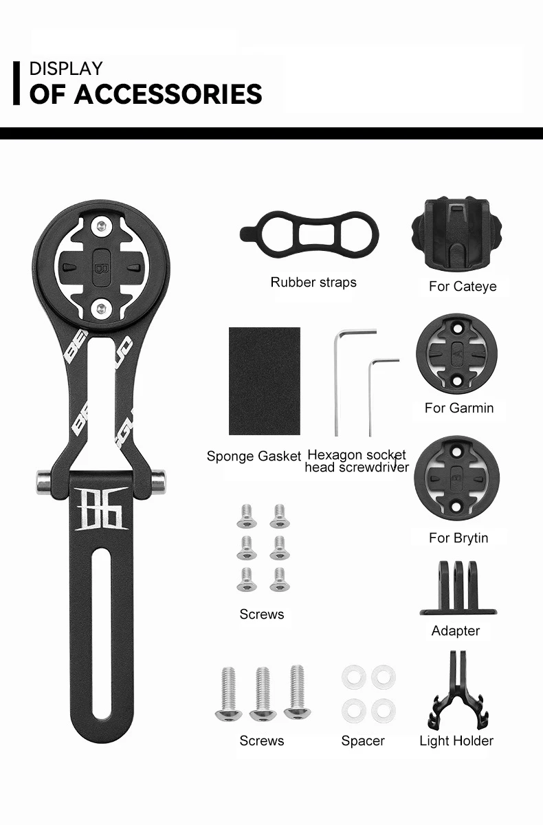 Fahrradcomputer-Halterung aus Aluminiumlegierung, Verstellbare MTB-Rennrad-Tachometer-Lenkerhalterung für Garmin/Cateye/Bryton – Detail 10