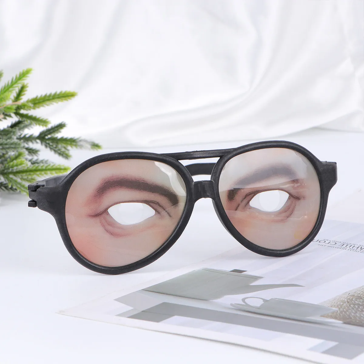 

12Pcs Novelty Party Glasses Halloween Edition Plastic Frames with Bold Eyebrow and Lash Style Humorous Prank Accessory for Night