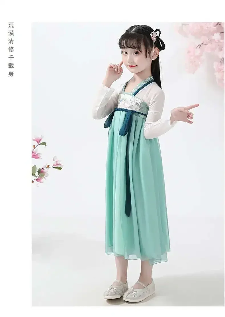 4 6 8 10 1 2 سنة الفتيات الكلاسيكية فستان الزي الوطني الصينية Hanfu العرقية الرقص كبار السن طفل الطفل التصوير الفوتوغرافي فستان قديم #3