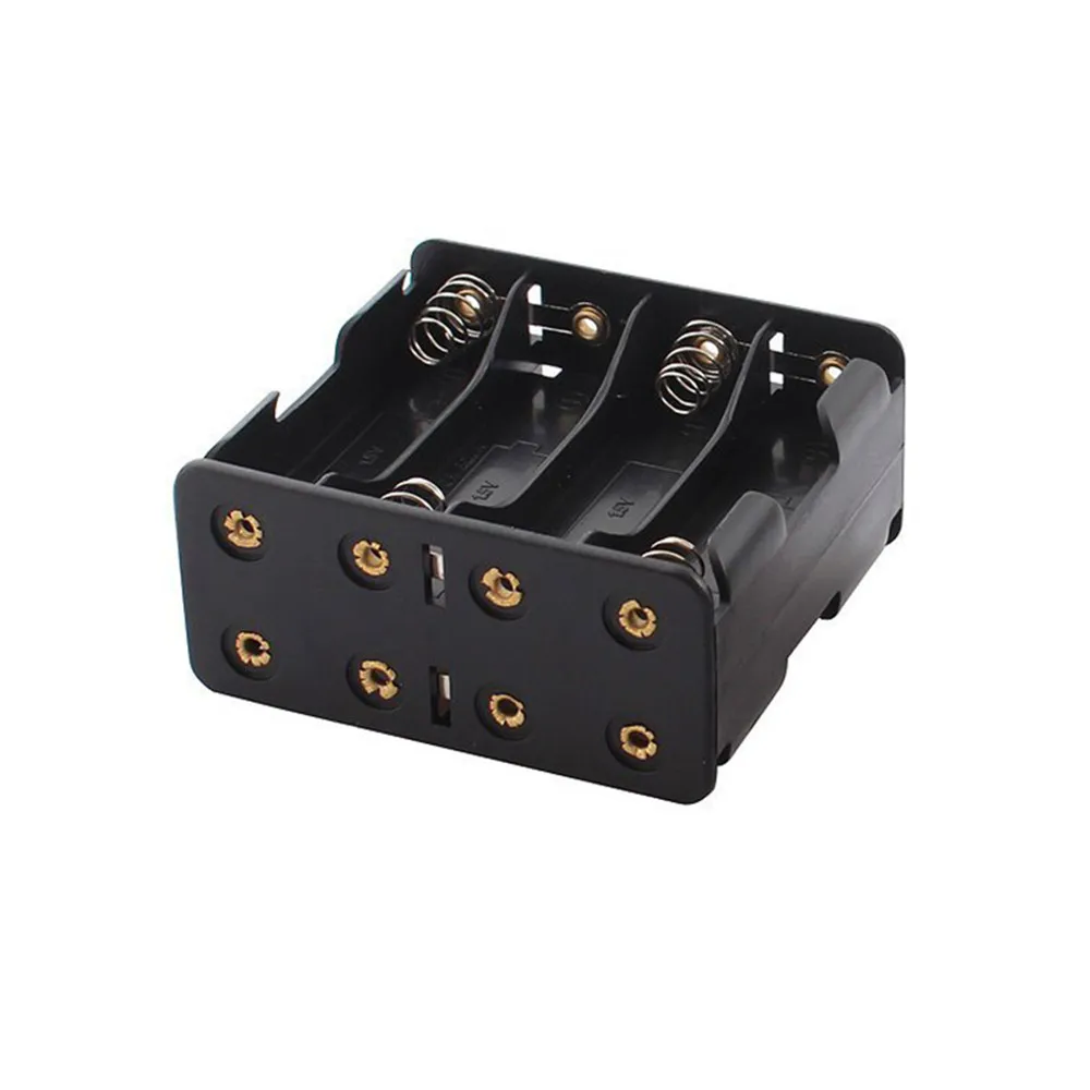 High quality Plastic 12V Battery Clip Slot Storage 8AA Holder Box Case with 9V snap Connector 100pcs/lot