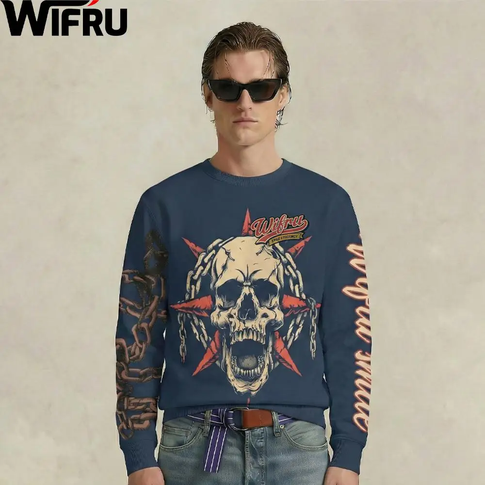 

Новый готический свитшот с принтом скелета 2026 года, пуловер с графическим принтом темных черепов и костей, мужская уличная одежда в стиле Y2K, панк, гранж