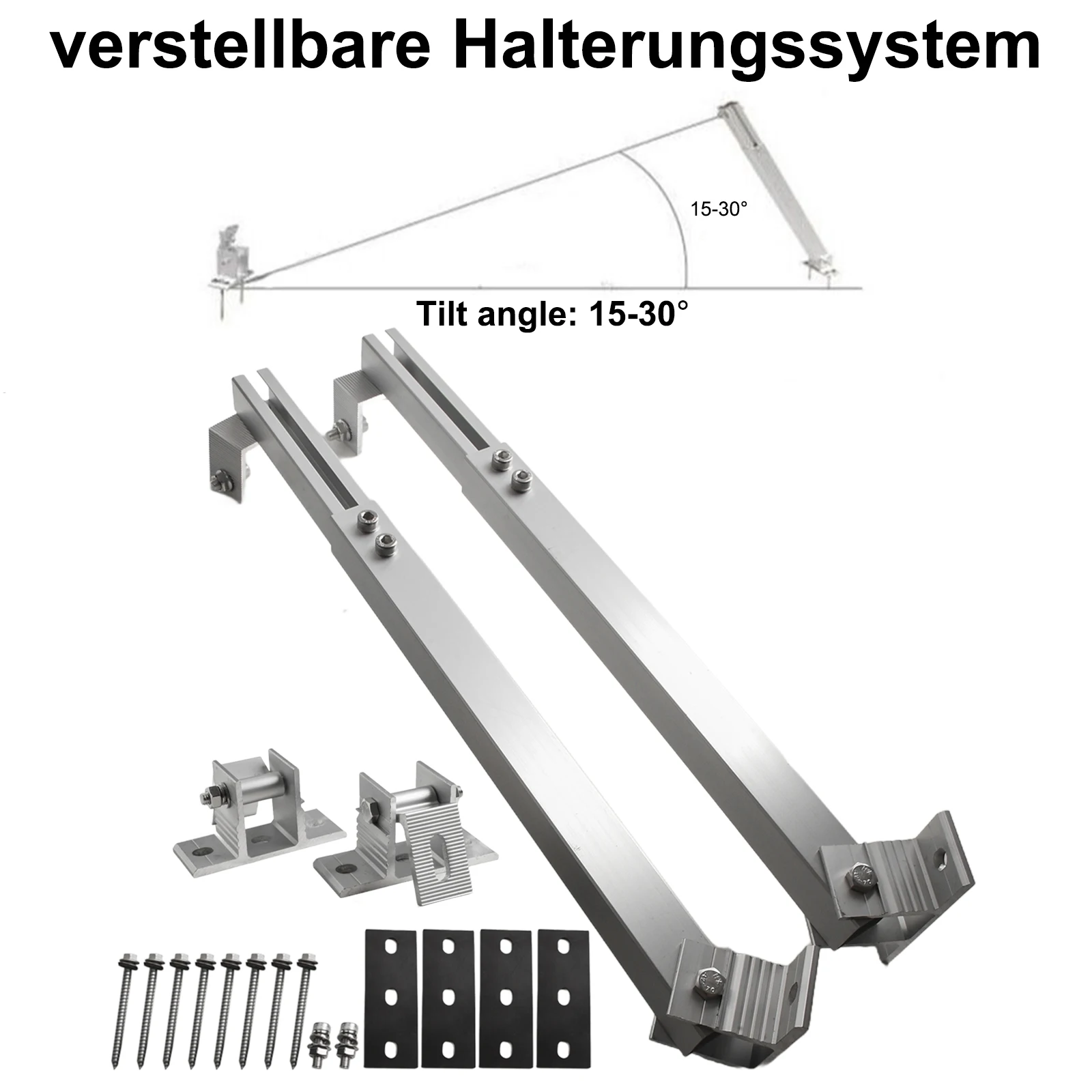 1 Pair Solar Panel Roof Bracket Mounting Stand 15-30° Adjustable Pv Fixings Tile Front And Rear Foot Mounts Solar Panel Racking