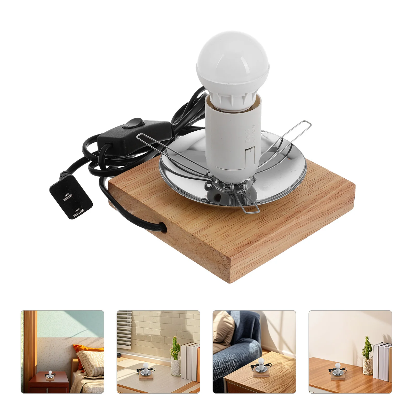 

Wooden Lamp Base E27 Screw Socket Round Glass Shade DIY Table Lamp Project Stable Construction Modern Interior Design