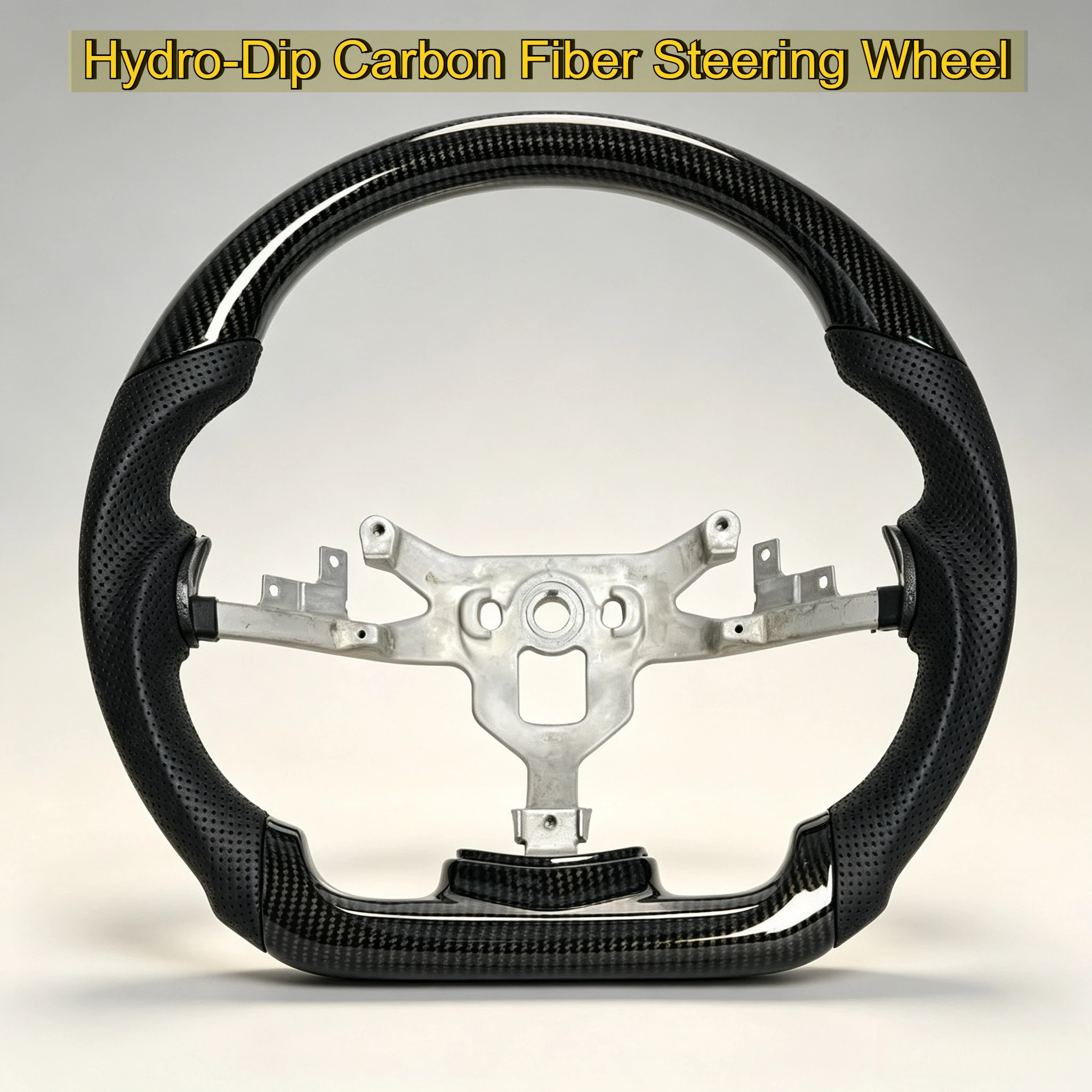Hydro-Dip Carbon Fiber Flat Bottom Steering Wheel With Black Stitching Perforated Leather Fit For Corvette C6 Z06 ZR1 2006-2011 Car Accessories