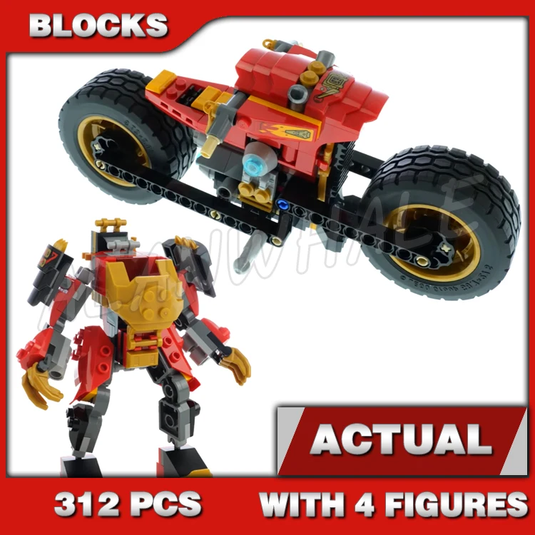 

312pcs Shinobi Kai's Mech Rider EVO Golden Robot Upgrade Motorcycle Skeleton King 7200 Building Block Toy Compatible With Model