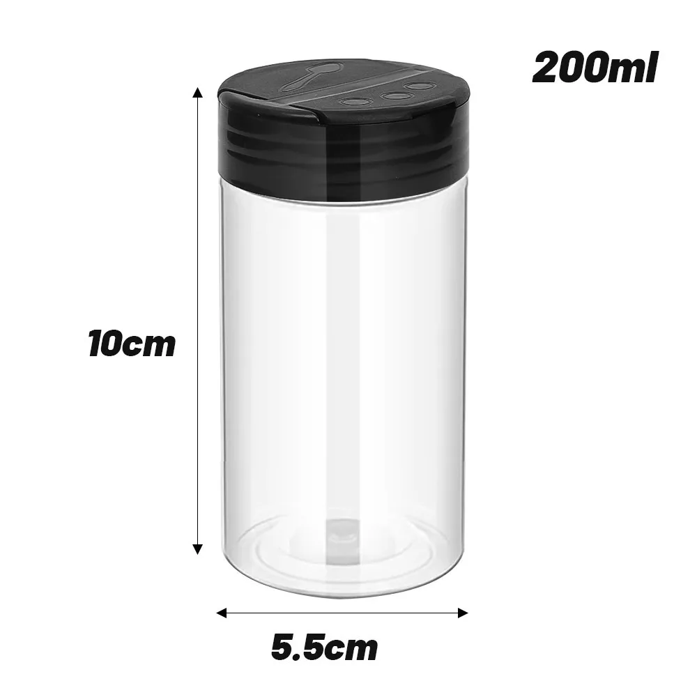 1Pcs with Butterfly Lids Labels Seasoning Bottle 100ml-300ml Double Cover BBQ Condiment Box Plastic Clear Kitchen Gadget
