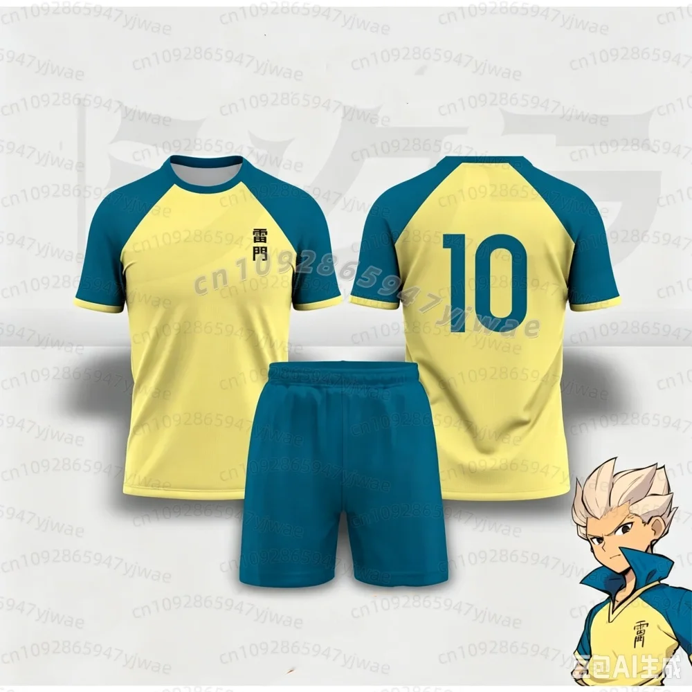 Inazuma Eleven Football Jersey Set 3D Axel Blaze Print Cosplay Kids T-Shirt Shorts Set Tracksuit 2 Pieces Set Child-Parent Set