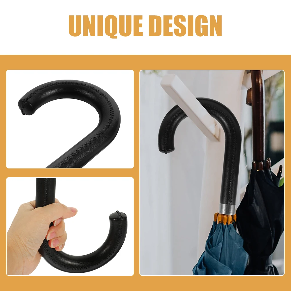 

2pcs Umbrella Crown Accessories Replacement Parts Black Parasol Handles Curved Grip 10mm Hook Fits Rain Sun Umbrellas