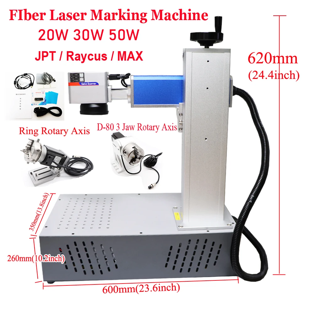 50W Fiber Laser Marking Engraving Machine 30W MAX Metal Engraving 20W Raycus Jewerly Engraver Card Silver Gold Steel Cutting