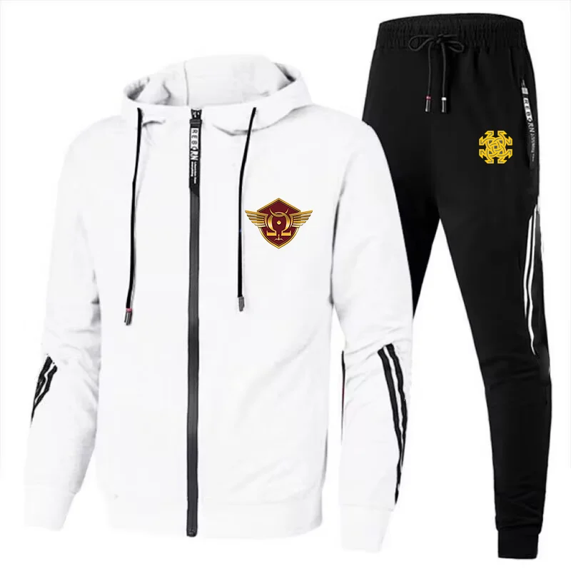 

2024 Spring and Autumn Men's Luxury Brand Hooded Zipper Sweatshirt with Sports Pants, Outdoor Sports Set, Casual Running