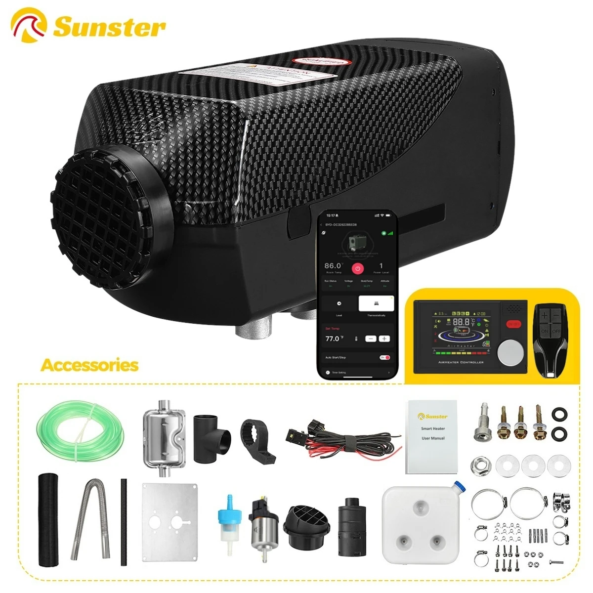 Ultra Quiet Night Heater 8KW 12V/24V Diesel Air Heater Diesel Heater With Ventilation Mode/LCD Panel For Tent Home Factory Truck