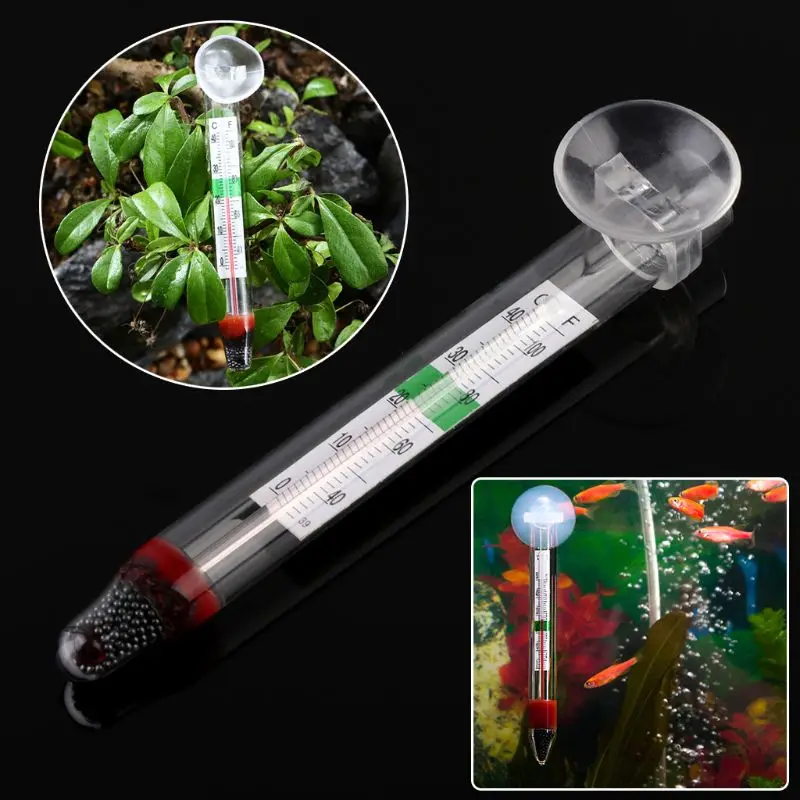 10Pcs Aquarium Thermometer Floating Fish for Tank Thermometers with Suction Cup Easy to Read Two Kinds Scales No Wire