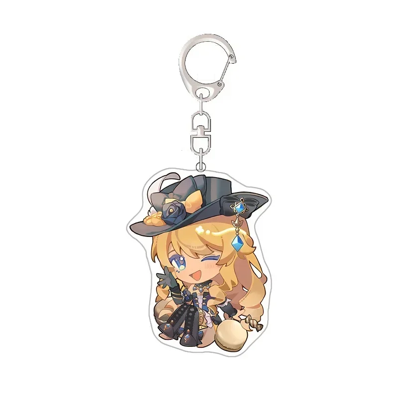 Genshin Impact Acrylic Keychain Neuvillette Wriothesley Navia Furina Arlecchino Pendant Keychain for Bag Backpack Car Key
