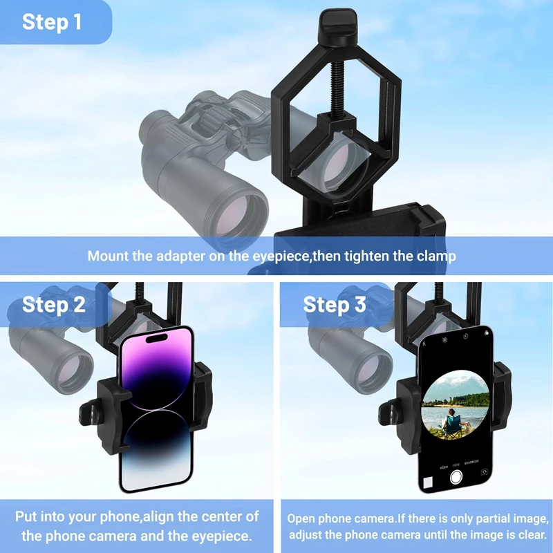 Universal Cell Phone Adjustable Adapter Mount Microscope Spotting Scope Telescope Clip Bracket Mobile Phone Holder