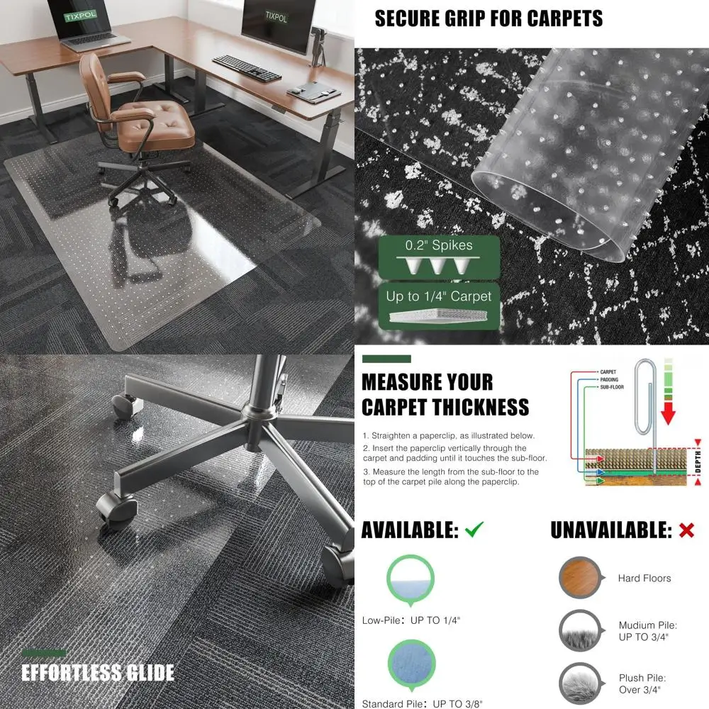 

Коврик для стула, коврик для стула 46 x 60, нескользящая защита для домашнего офиса и игр, прочный прозрачный напольный коврик