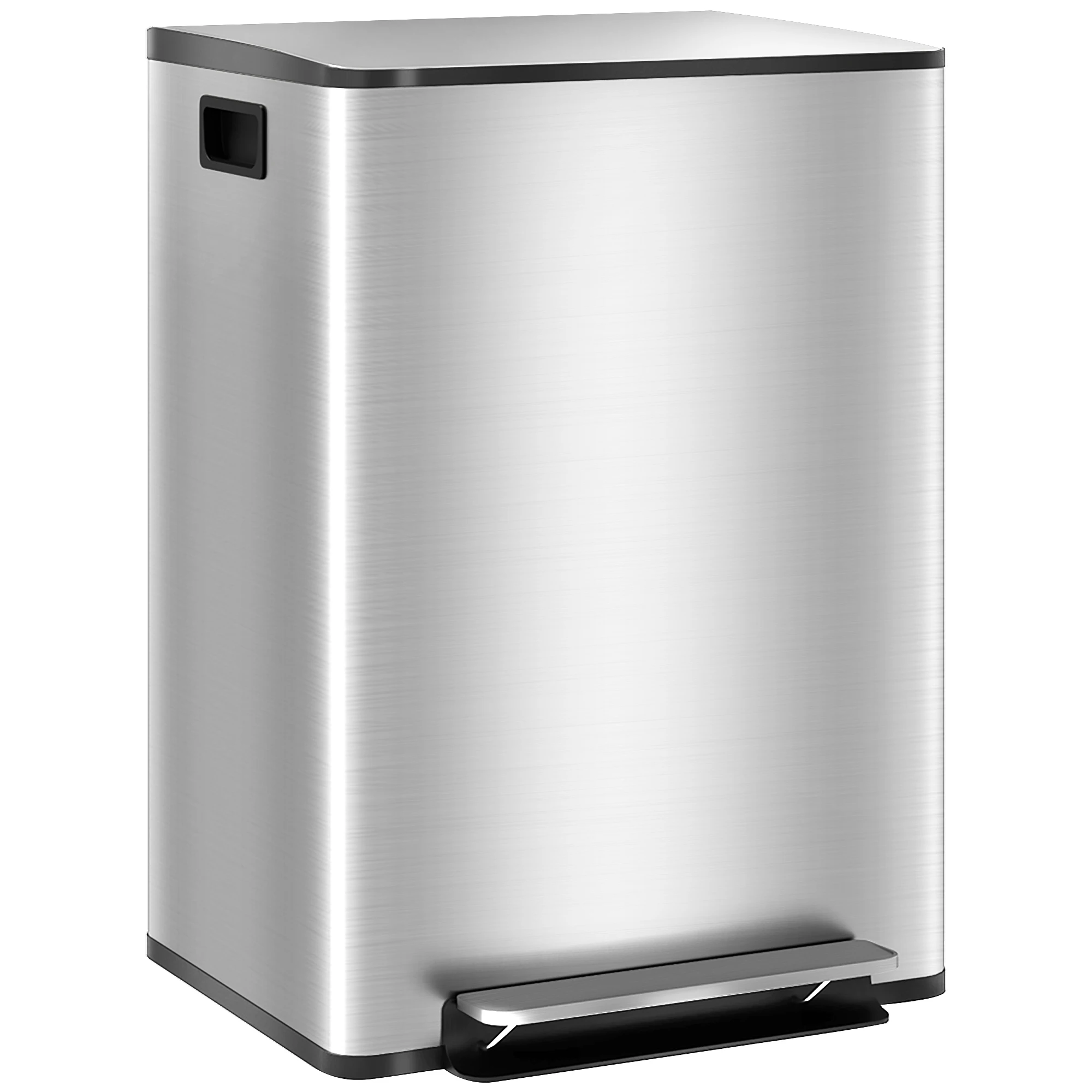 HOMCOM Cubo de Basura de Cocina con 2 Compartimentos 2x30 L Plata