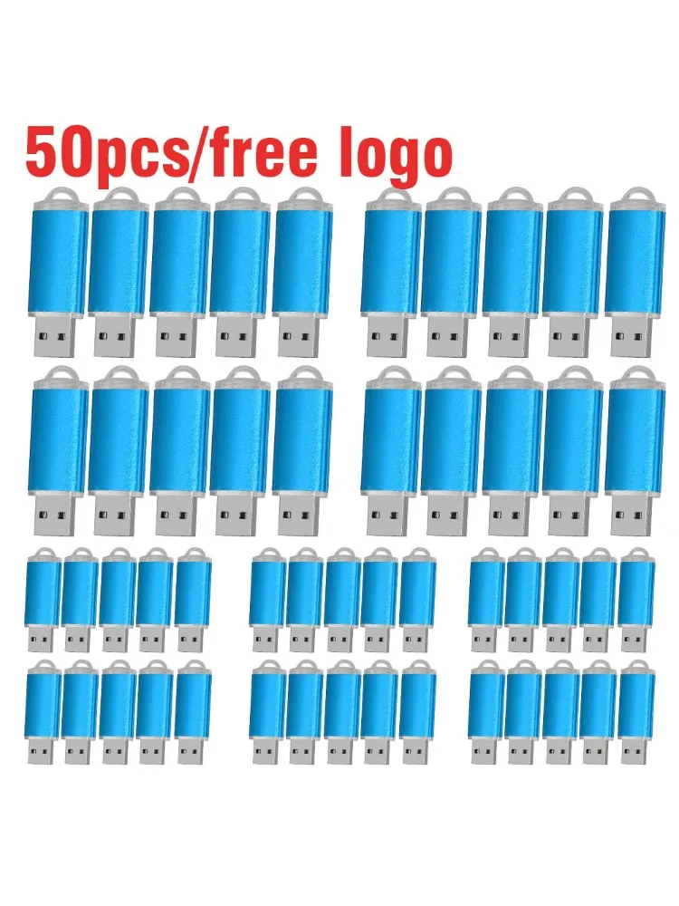 50 Stück/Los, kostenlose individuelle Logoprägung, Metall-USB-Stick 2GB 1GB, Werbegeschenke, USB 2.0 Flash-Laufwerk 128MB 512MB 4GB, Memory Stick, Werbe-USB