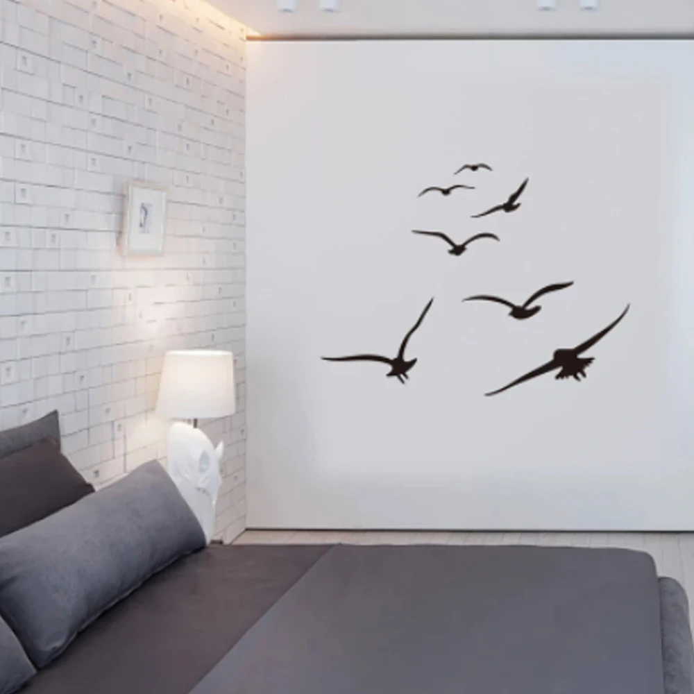 A Flock of Seabirds Wall Stickers, Living Room, Bedroom, Home Background, DIY Decoration, Mural Art Decals, Carved Wallpaper