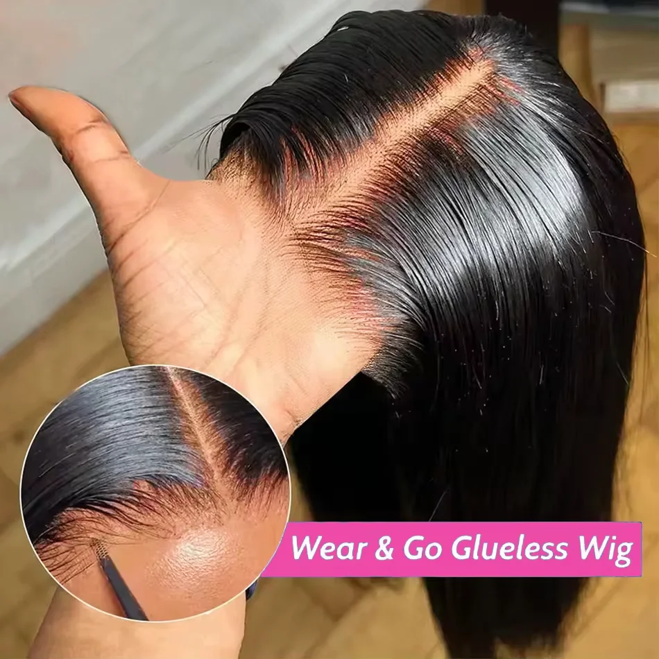 Wear Go Glueless Wig Silk Straight 13x4 HD Lace Frontal Wig 30 32 Inch 100% Human Hair Pre plucked Transparent HD Lace Front Wig