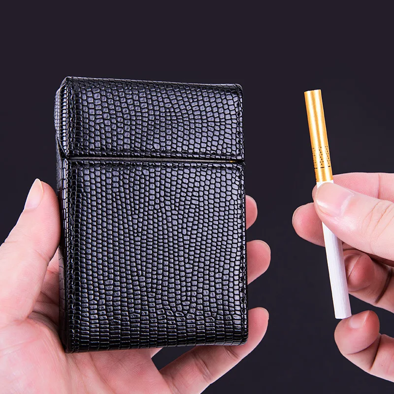 JINXINGCHENG 20 Holes Anti-break Holder Magnet Flip-top Case Leather Cigarette Box Business Pouch Smoking Accessories