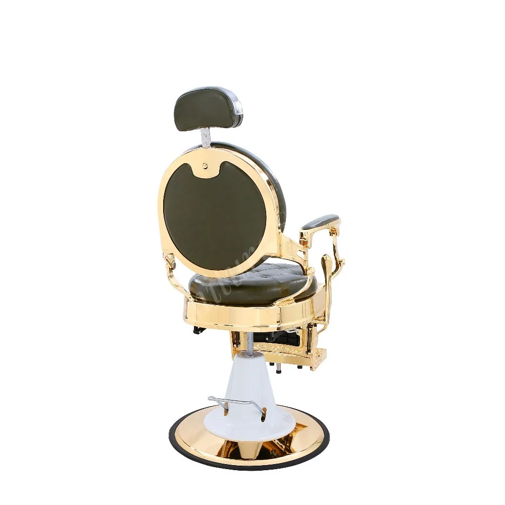 Hot Sale Vintage Hydraulic Barber Chair 360 Degree Swivel/Reclining Chrome Base for Hair Salon Synthetic Leather Barber