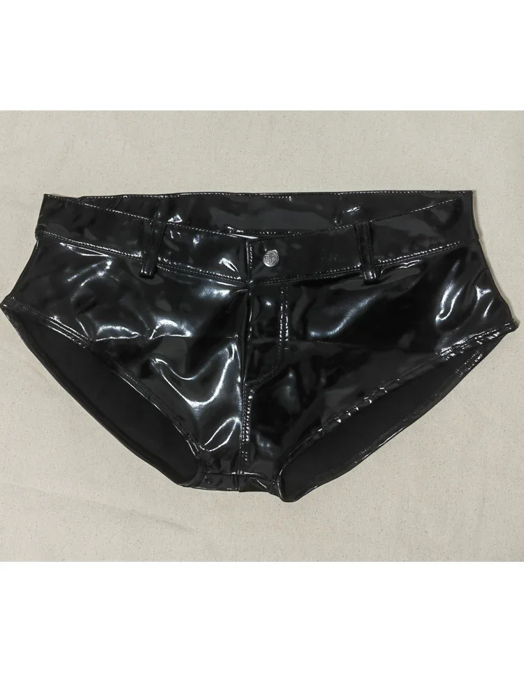 Women Plus Size Low Waist Hot Shorts Wet Look PVC Short Shiny PU Leather Hot Pants Jeans Maid Micro Mini Clubwear Streetwear