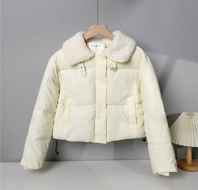 

Women's Faionable Cool Cotton New Winter Thiened Leather down Cotton Coat Stand Collar Zipper