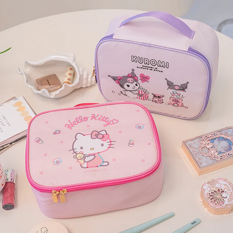 

Cute Sanrio Kuromi Cinnamoroll Hellokitty Handheld Makeup Bag Portable Large Capacity Travel Grooming Bag Storage Bag