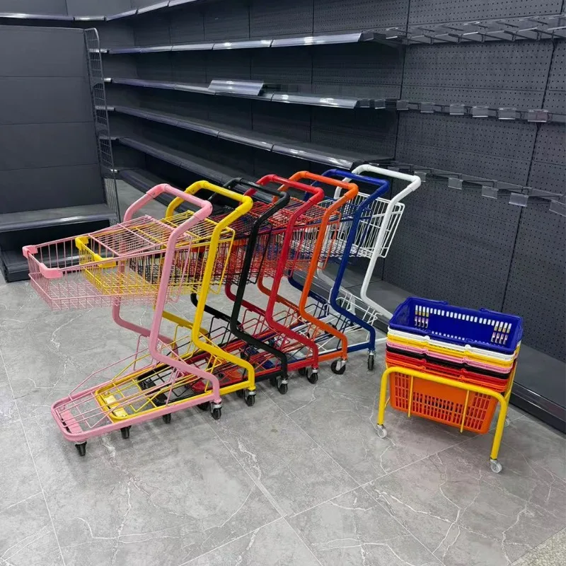 Snack Shop Video Game City KTV Gym Double Layer Shopping Cart Supermarket Trolley Shopping Cart Moving Furniture Helper