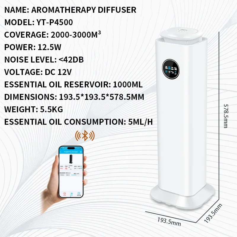 Smart WiFi Essential Oil Diffuser App-Controlled, Silent Operation Aromatherapy Diffuser for Homes, Hotels, and Villas