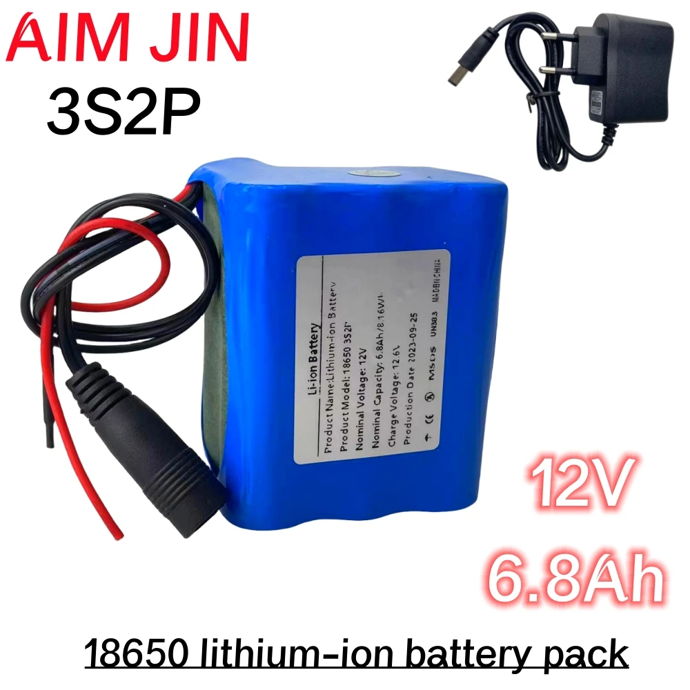 

3S2P 12V 6800mah Battery 18650 Li-Ion 12.6V Batteries With BMS Lithium Battery Packs Protection Board Charger