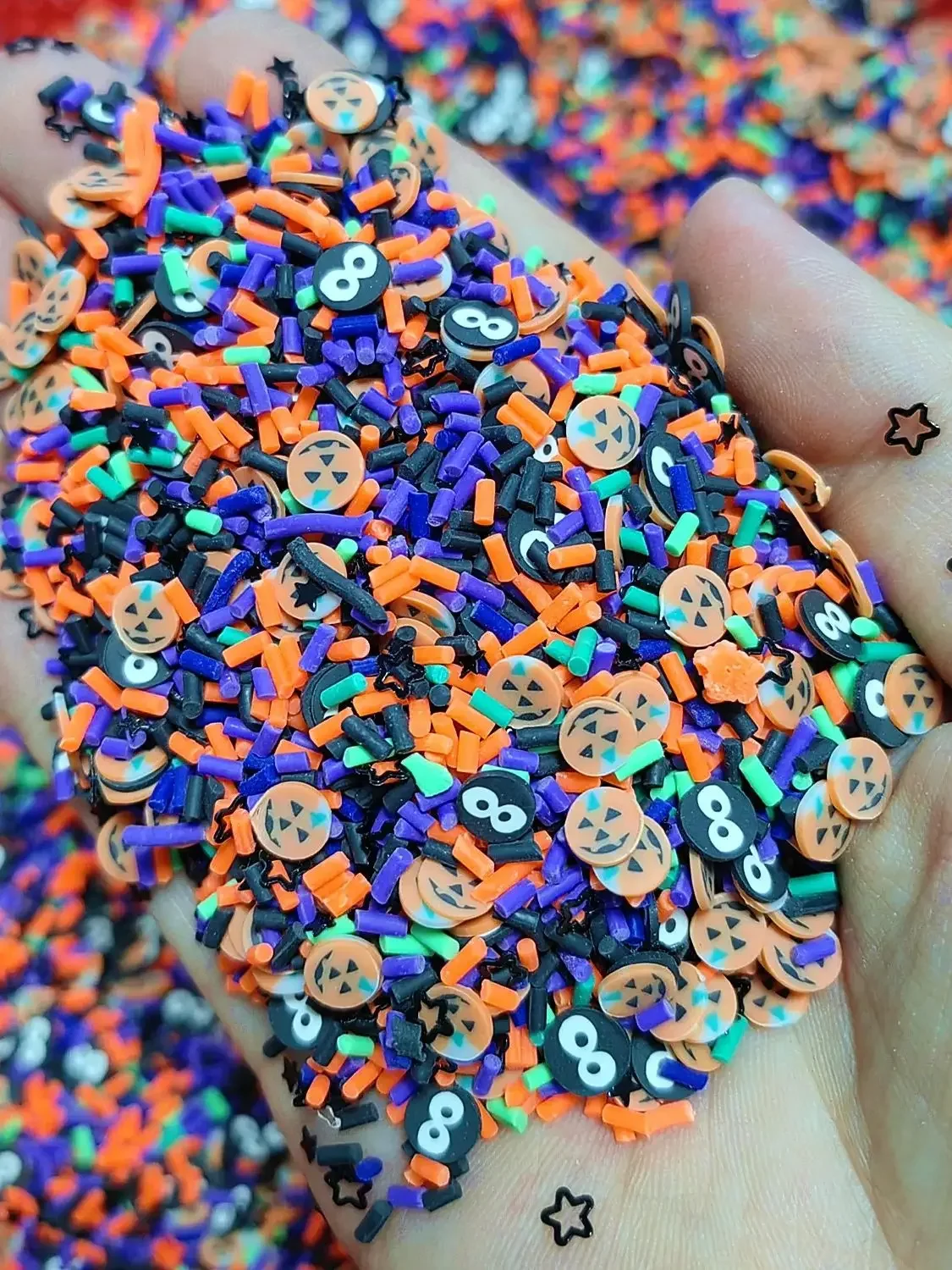 Mélange de tranches d'halloween en argile polymère, extraterrestre pour travaux manuels, bricolage, accessoires de remplissage slime, décoration nail art, 20g
