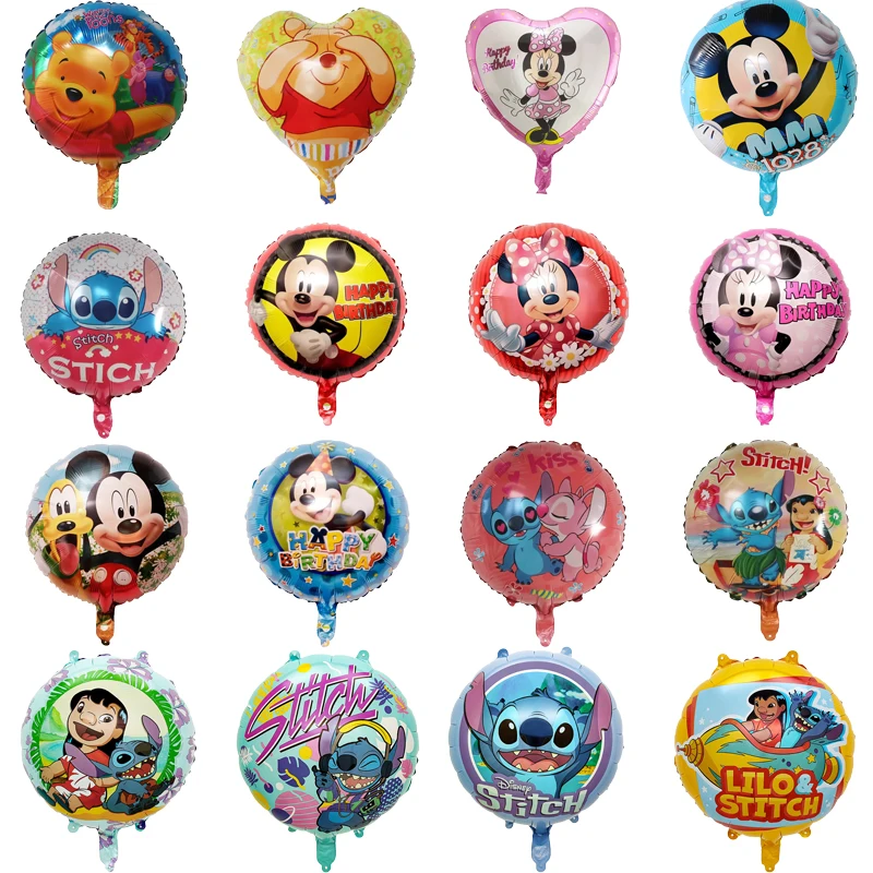 18 Inch Disney Cartoon Theme Stitch Mickey Minnie Winnie the Pooh Aluminum Film Balloon Baby Shower