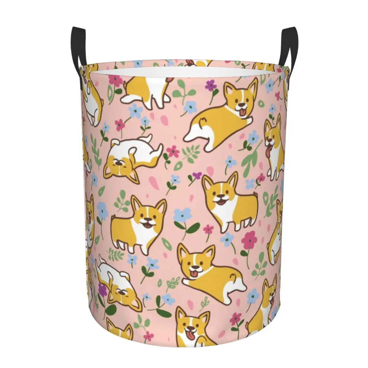 Custom Cute Corgi Puppy Laundry Basket Collapsible Clothing Hamper Toys Organizer Storage Bins