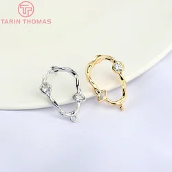 (4903)4PCS 3.5x20MM 24K Gold Color Brass with Zircon Irregular Shape Stud Earrings High Quality Diy Jewelry Findings Accessories
