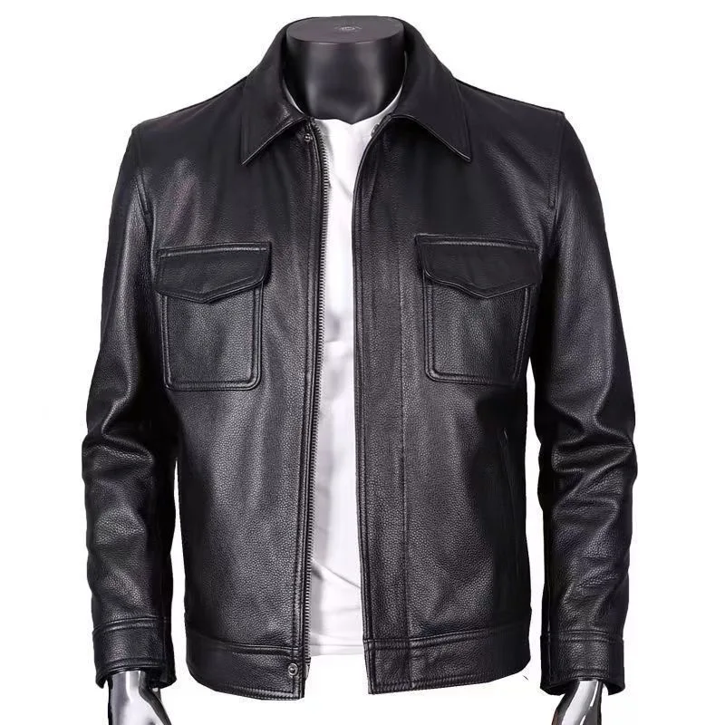 2025 Spring and Autumn New Fashion Trend Motorcycle Wear PU Leather Jacket Men\'s Casual Loose Comfortable Sports Large Size Coat