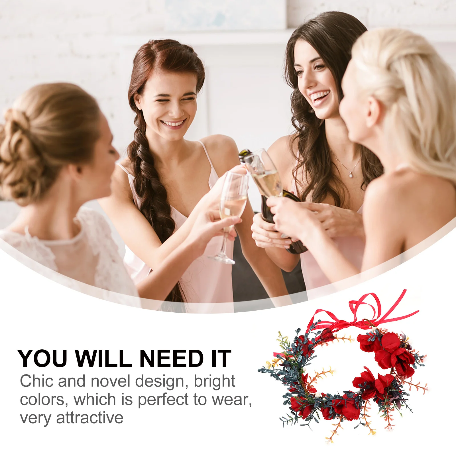 Floral Garland Xmas Hairband Christmas Flower Headband Simulation Garland Hairband Party Decoration for Women