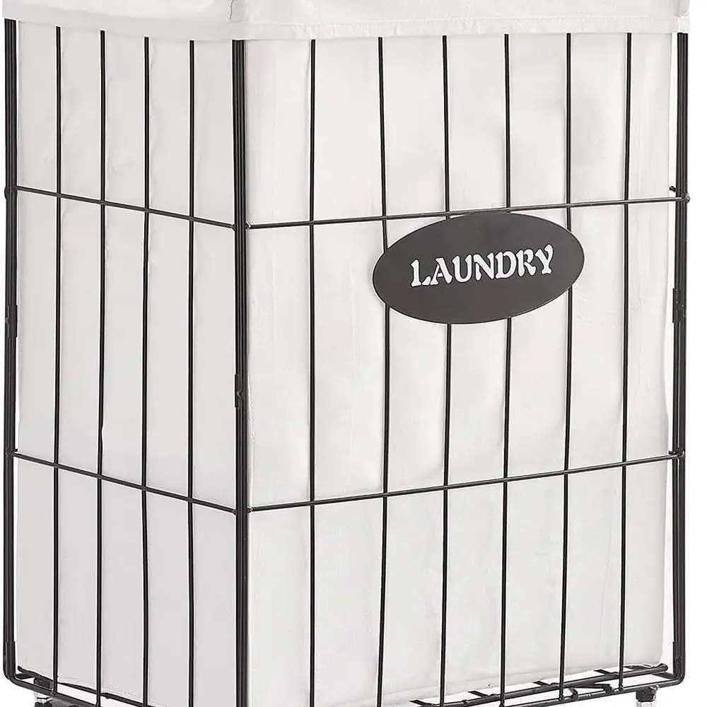 

Collapsible Laundry Hamper with Locking Wheels, Folding Storage Basket for Clothes, Detachable Liner, 23.6 Sorter Organizer