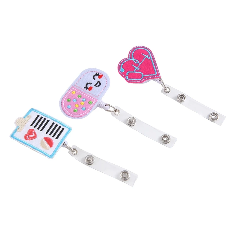 8 ชิ้น Felt Retractable Badge Reels,ธีมผู้ถือป้ายของขวัญสําหรับคริสต์มาสวันขอบคุณพระเจ้าโรงเรียนพยาบาลนักเรียนติดตั้งง่าย