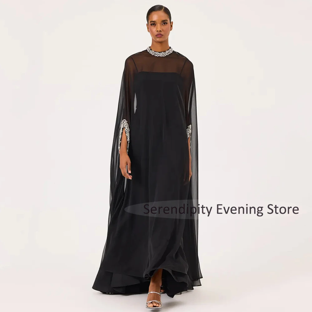 Evening Dresses for Women 2025 Crystal O Neck Detachable Cape Mermaid Evening Gowns Ankle Length Spaghetti Straps Formal Dresses