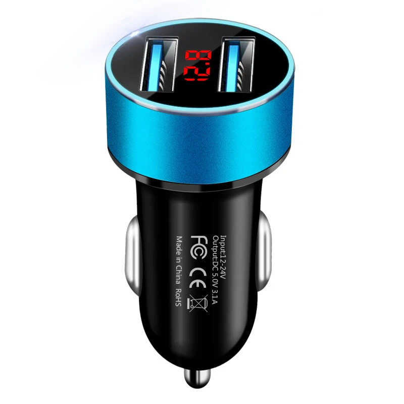 LED-Anzeige Voltmeter 3,1 A Dual USB Telefon Ladegerät Auto Zigarettenanzünder Netzteil Steckdose Splitter für 12-24 V Autos