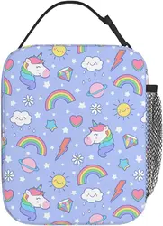 Rainbow Unicorn Lunch Bag Insulated Reusable Lunch Box Portable Cooler Lunch Tote Bag For Women Men Work Picnic