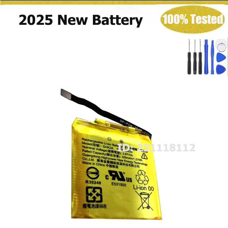 

Совершенно новый литий-ионный полимерный аккумулятор GHK2A для Google Fitbit Smartwatch 3,87 В постоянного тока 328 мАч + бесплатные инструменты