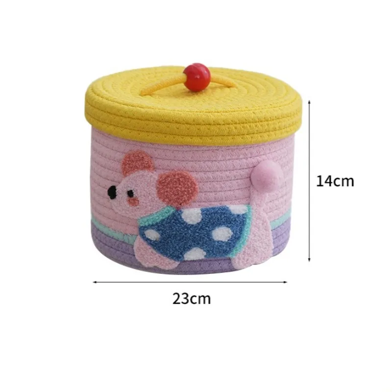 1pcs Cartoon Cute Dachshund Storage Basket Multi Use Cotton Rope Woven Organizer Desktop Snack Toy Storage Basket