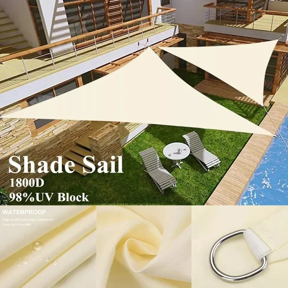 5x5x5/2x2x2M Waterproof Sun Shelter Triangle Sunshade Outdoor Canopy Garden Patio Pool Shade Sail Awning Protection Shade Cloth