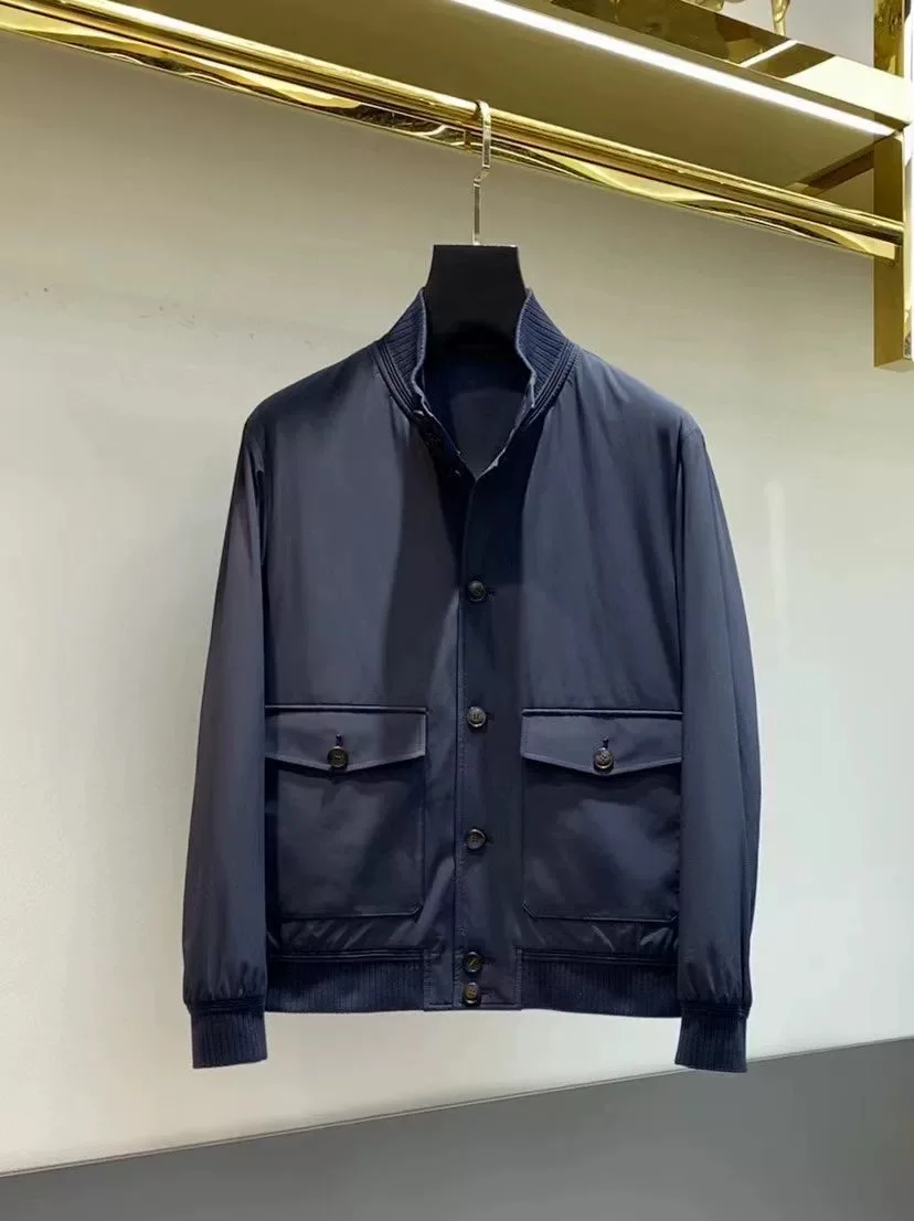 

Ele Men's Cotton Pilot Jaet f Stand Collar Simple Outerwear Lightweight Luxury Autumn New Sle MHTO Stand Fit