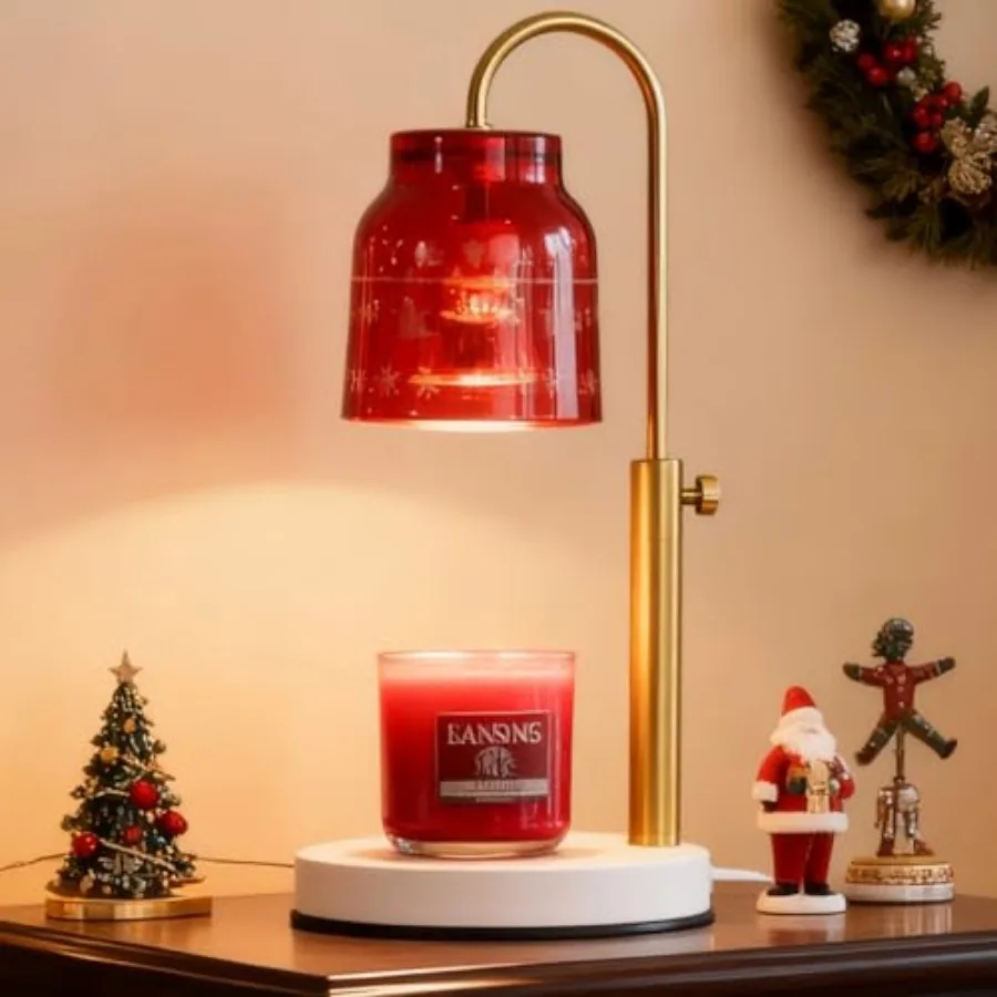 

Рождественская лампа-подогреватель для свечей с 2 лампочками, таймером и диммером, совместимая с большими банками для свечей Yankee, свечами с 3 фитилями, с регулировкой высоты