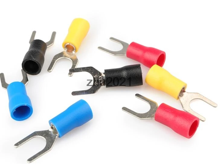 

50pcs SV2-3.2 Insulated Fork Spade Wire Connector Electrical Crimp Terminal