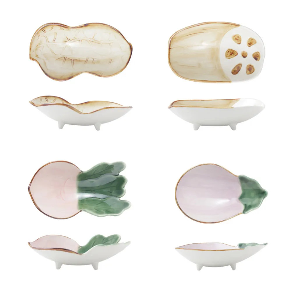 Ceramic Dessert Bowl White Radish Design Lovely Snack Plate for Party Appetizers Fruit Salad Tapas Dish Tray Lovely Plates